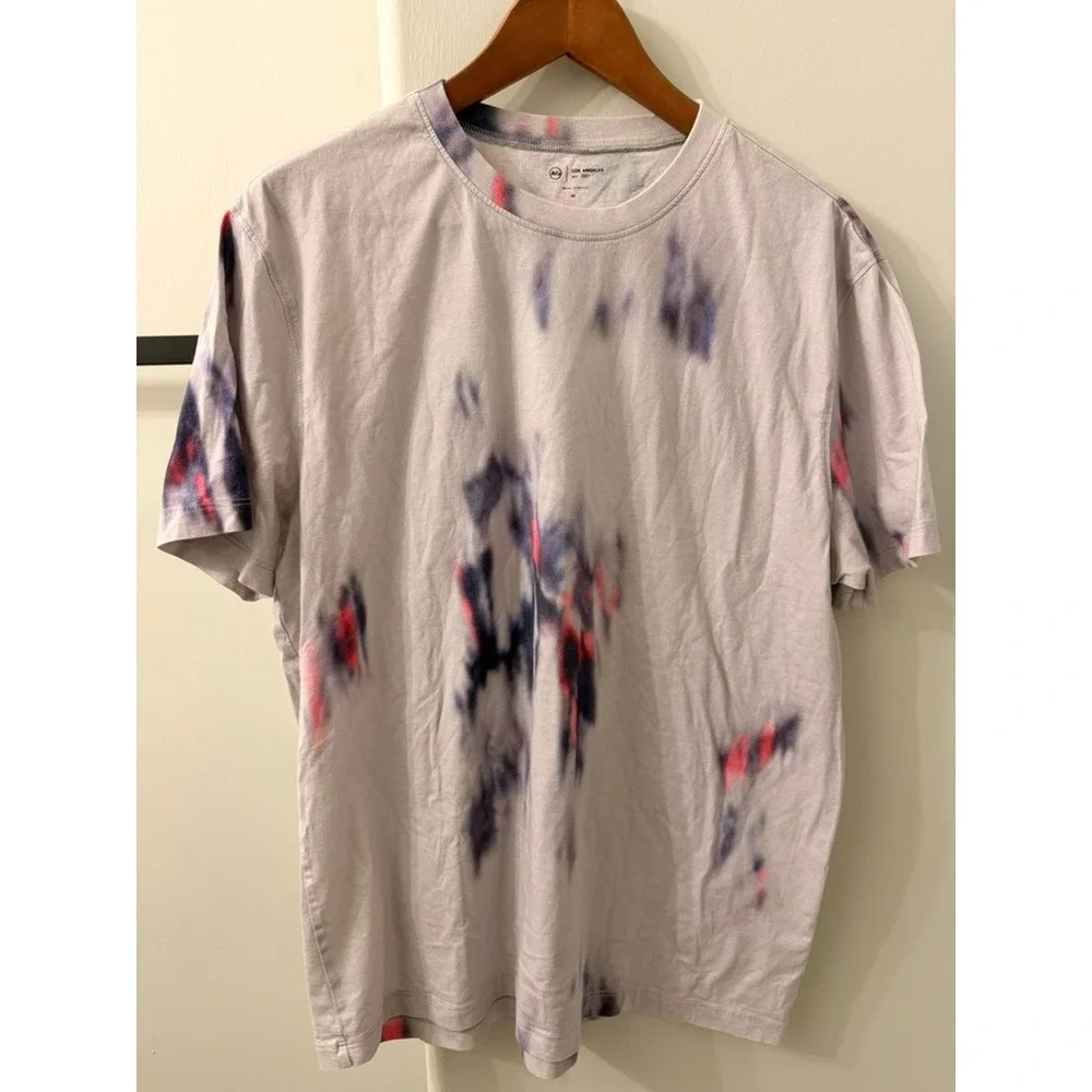 AG Adriano Goldschmied Tie Dye T-Shirt Mens Medium Grey Navy Pink